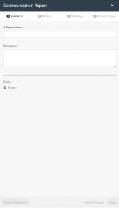 Communication Report - general tab