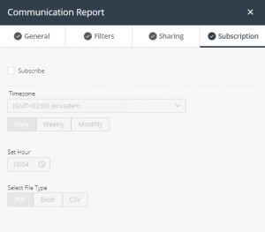 Communication report - subscription tab
