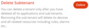 settings - delete sub-tenant